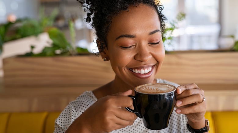 Woman drinking coffee