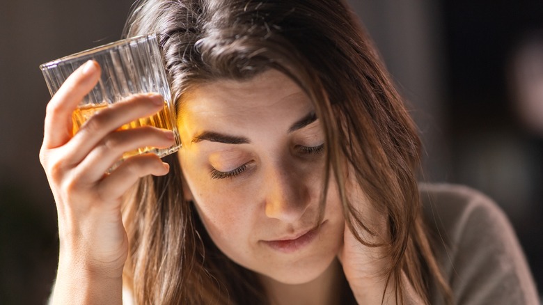 Woman having a drink