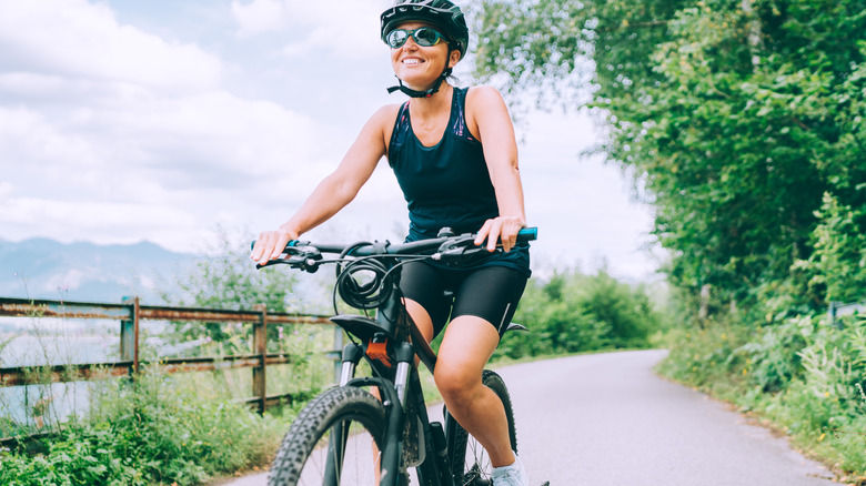 Woman riding bike