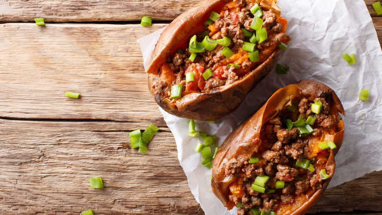 stuffed baked sweet potatos