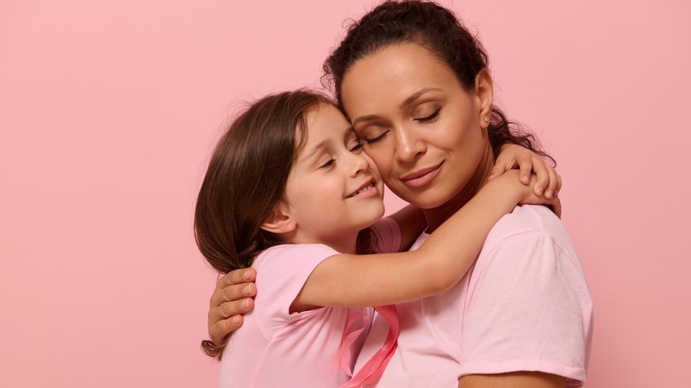 Woman and child breast cancer awareness