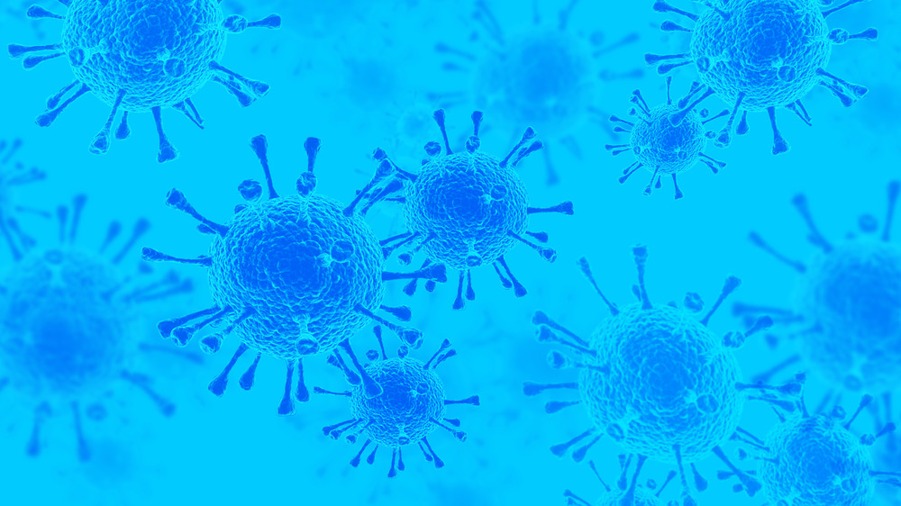 Medical illustration of SARS-CoV-2 viruses