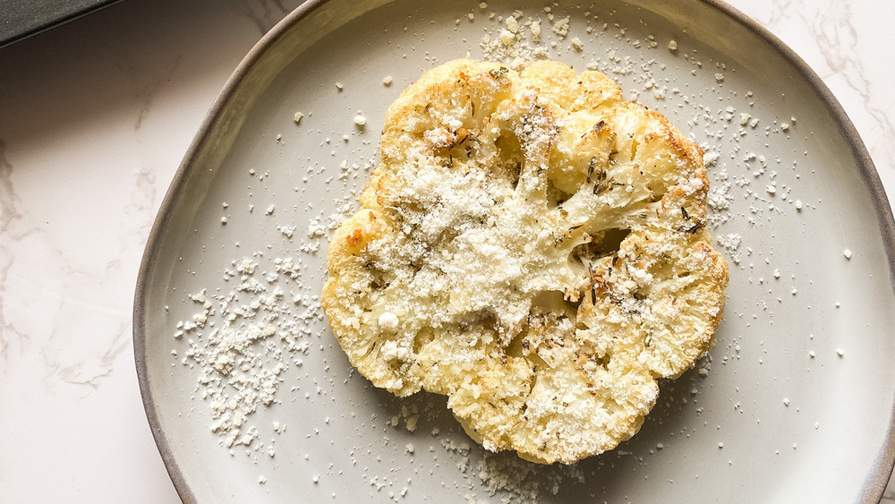 cauliflower steak on a plate