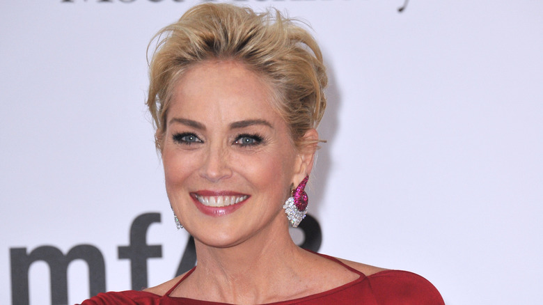 Sharon Stone in a red dress