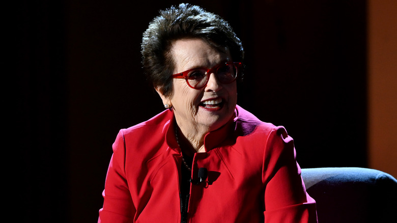 Billie Jean King in red outfit