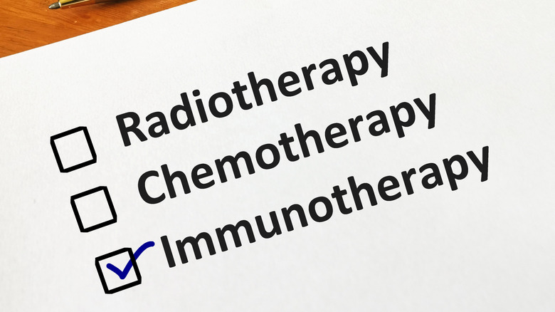 checklist of radiotherapy, chemotherapy, immunotherapy