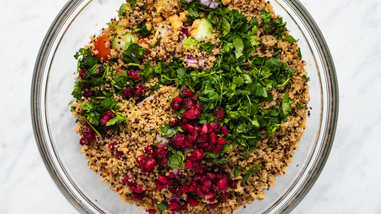 parsley and quinoa in bowl