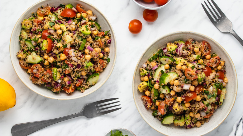 bowls of chickpea quinoa salad