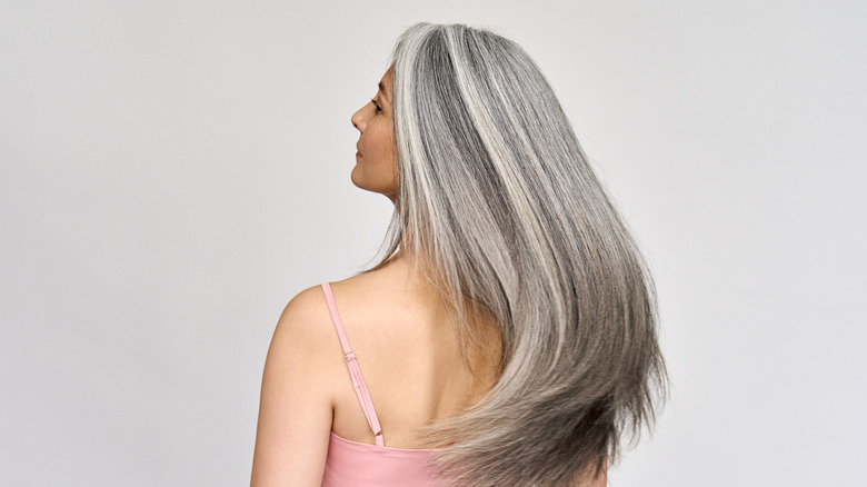 a woman with gray hair 