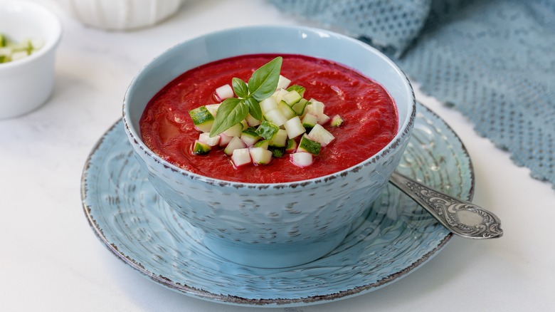 Bowl of red gazpacho