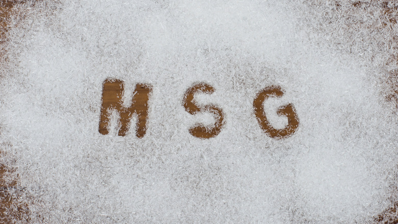 The letters MSG in white substance