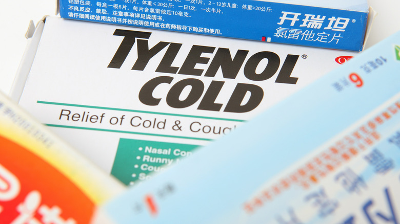 Tylenol cold and other Chinese medicine boxes