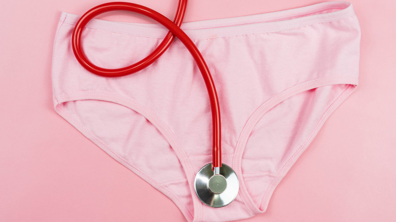 Female underwear pictured with a stethoscope