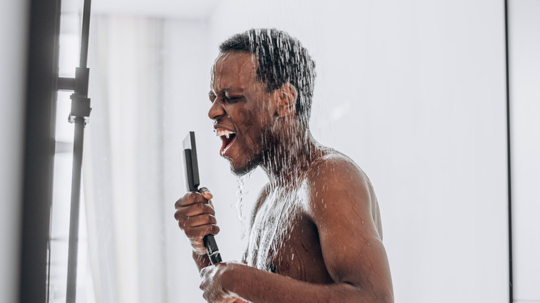 Man singing in the shower