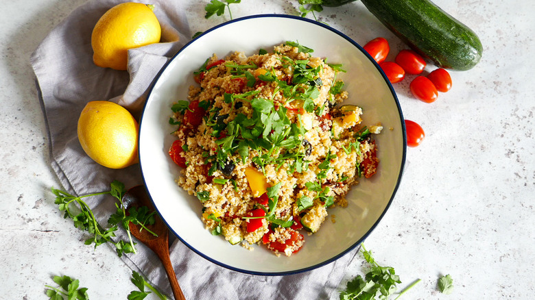 couscous salad in bowl 