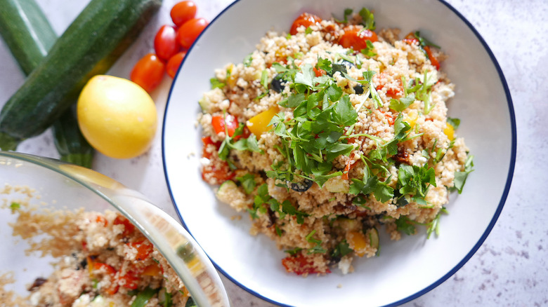 couscous salad in bowl 