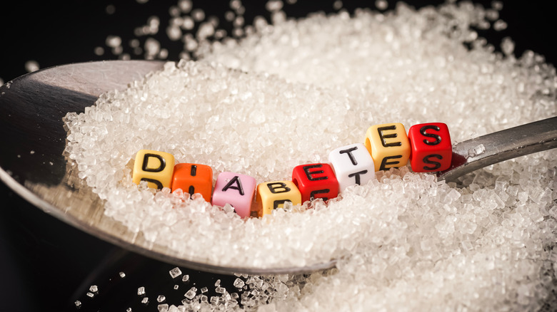 Beads spelling out "diabetes" in sugar