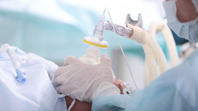 patient receiving anesthesia before surgery