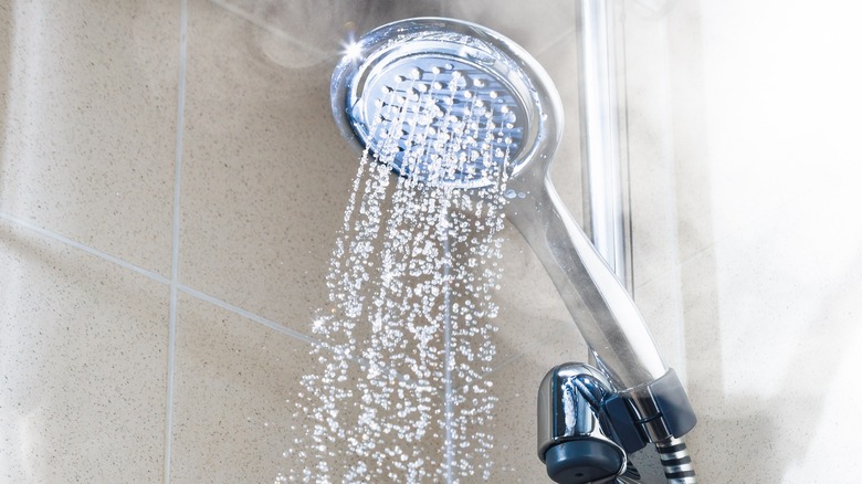 Shower head with water and steam