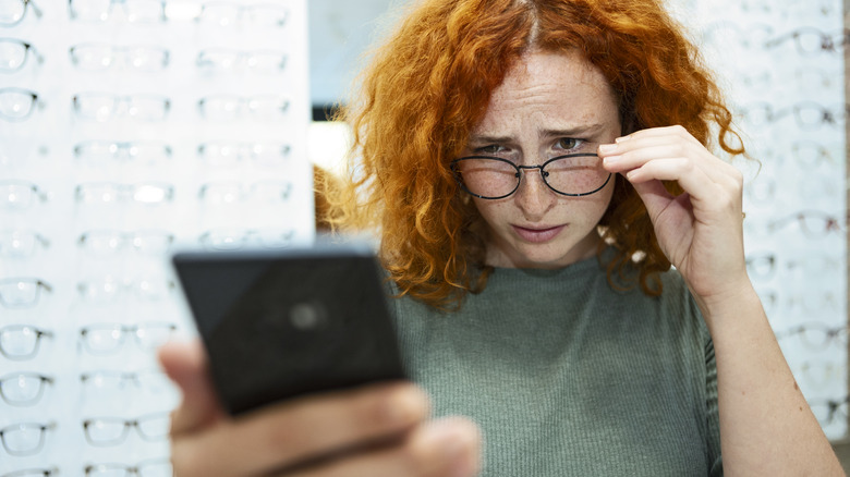 Woman with myopia