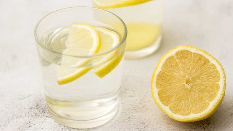 Glass of water with lemon slices