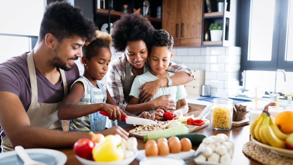 family preparing food