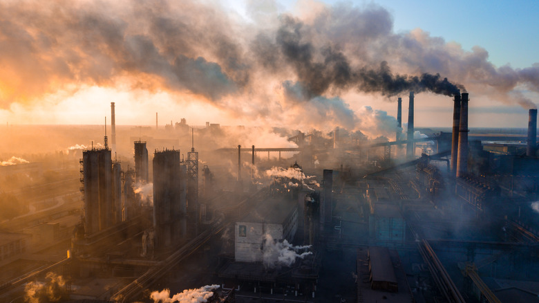 a cityscape filled with air pollution 