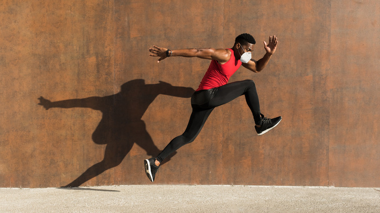 A man running outside