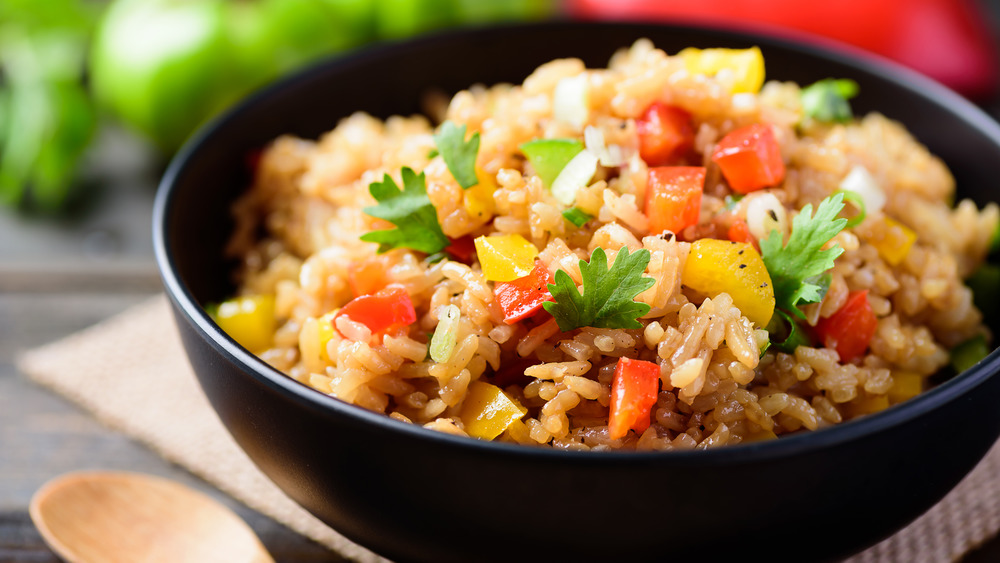 A bowl of vegetable fried rice