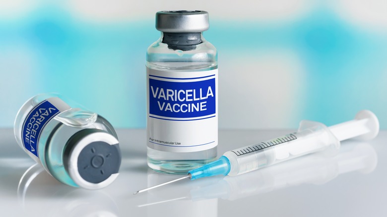 Vials and syringe of varicella vaccine