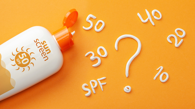 Sunscreen bottle and SPF numbers
