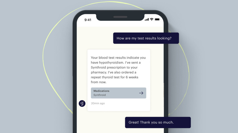 Image of a chat between a patient and a doctor in the Galileo app