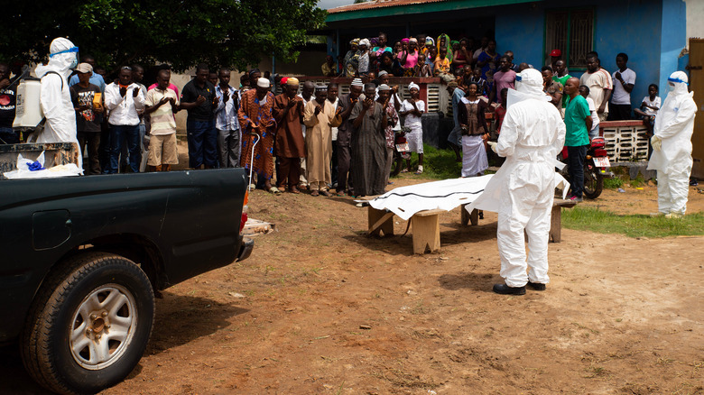 Funeral service during the Ebola outbreak in Africa