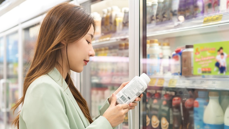 woman shopping milk