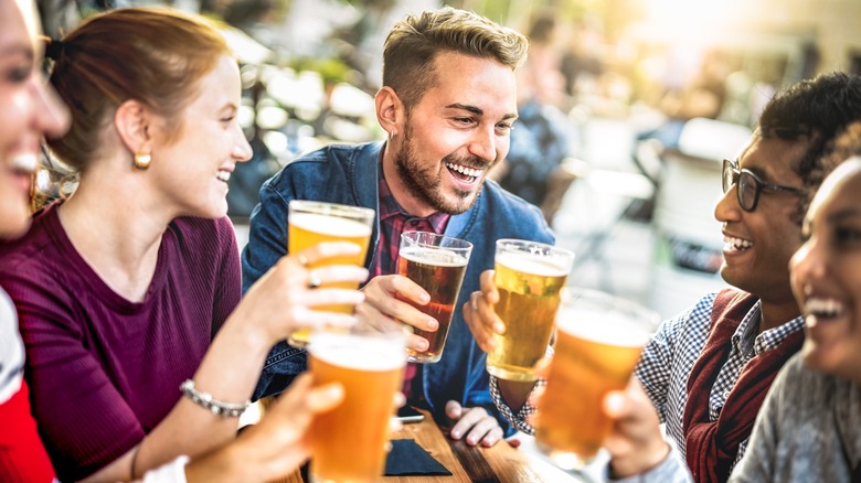 group of friends drinking beer