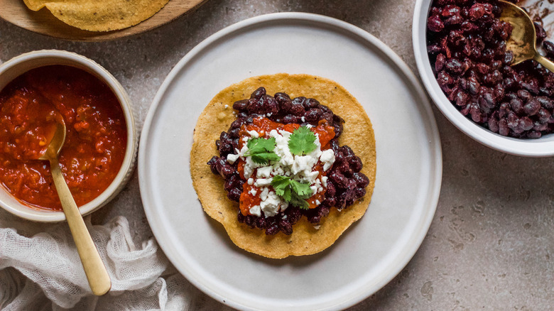 easy black bean tostada