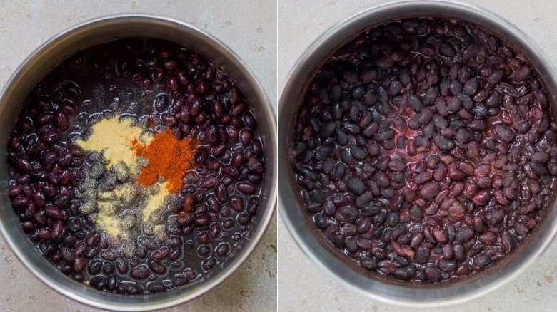 black beans before and after prep