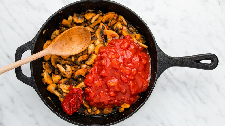 Sautéed mushrooms and tomatoes