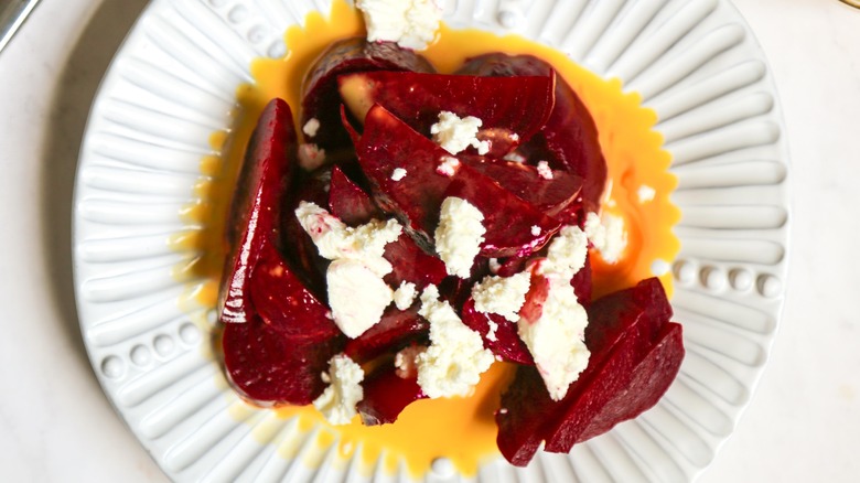 Beets with dressing and cheese