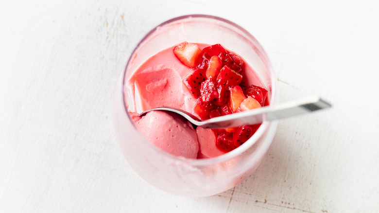 Strawberry Jello Mousse in a glass