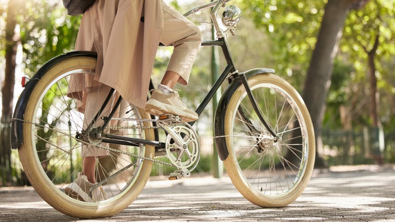 Close up of a person on a bike