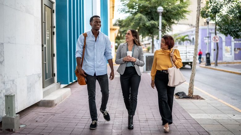 Co-workers walking