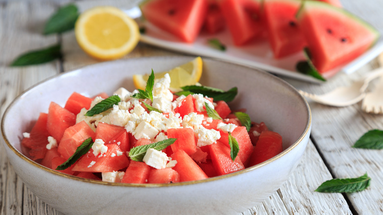 Bowl of watermelon salad