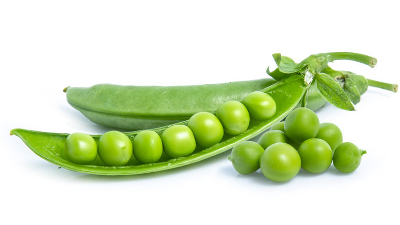 Green peas and pods