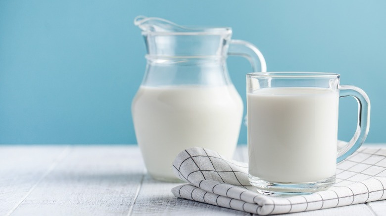 milk with blue background