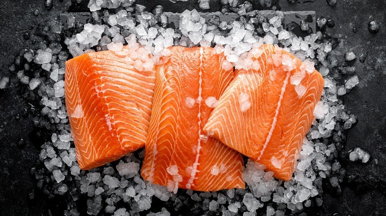 raw salmon filets