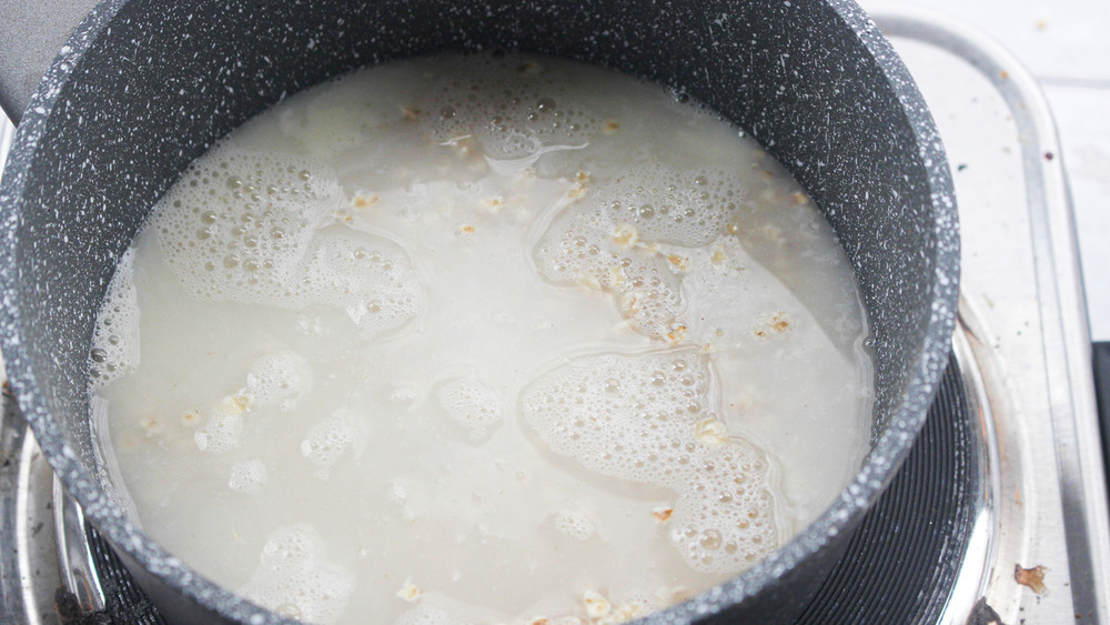 milk and water with oats for egg white oatmeal