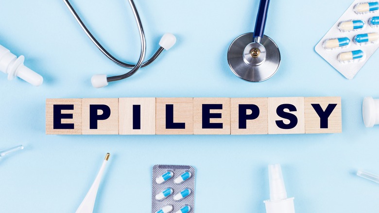 epilepsy medications around wooden blocks