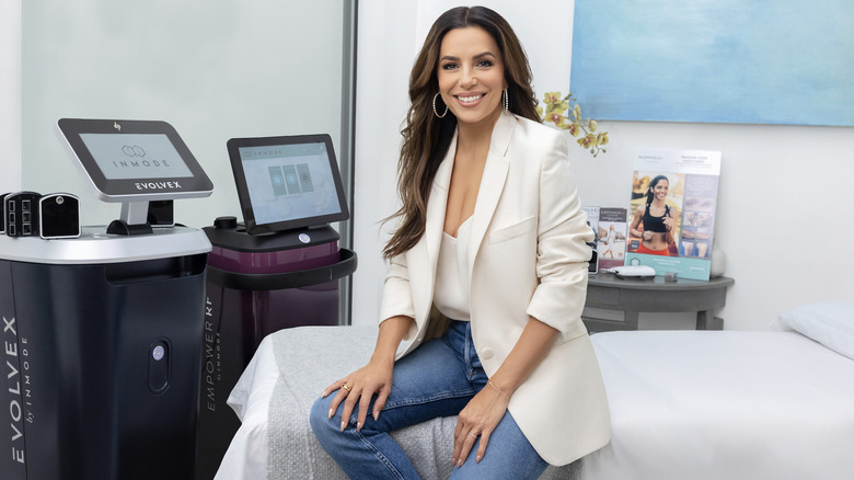 Eva Longoria smiling in the InMode treatment office