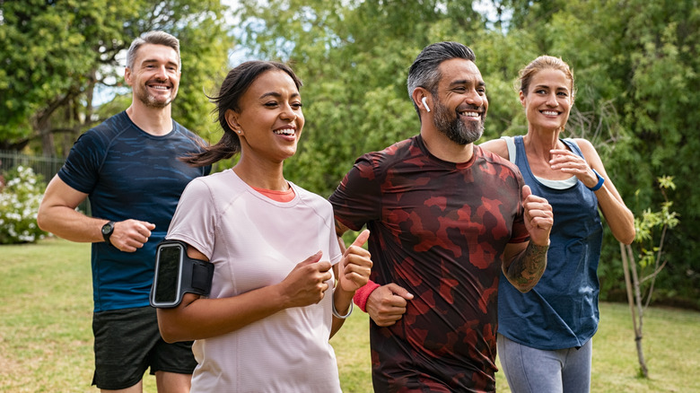 group of people jogging